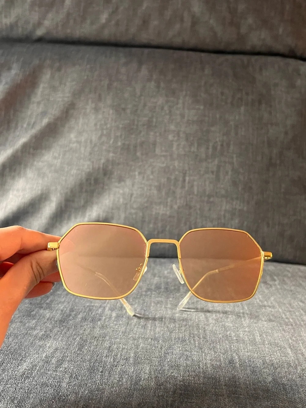 Free People Gold Frame Amber Lens Geometric Sunglasses